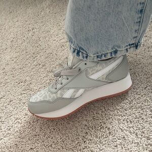 Reebok CL Harman Ripple Double Leopard Gray Running Sneakers